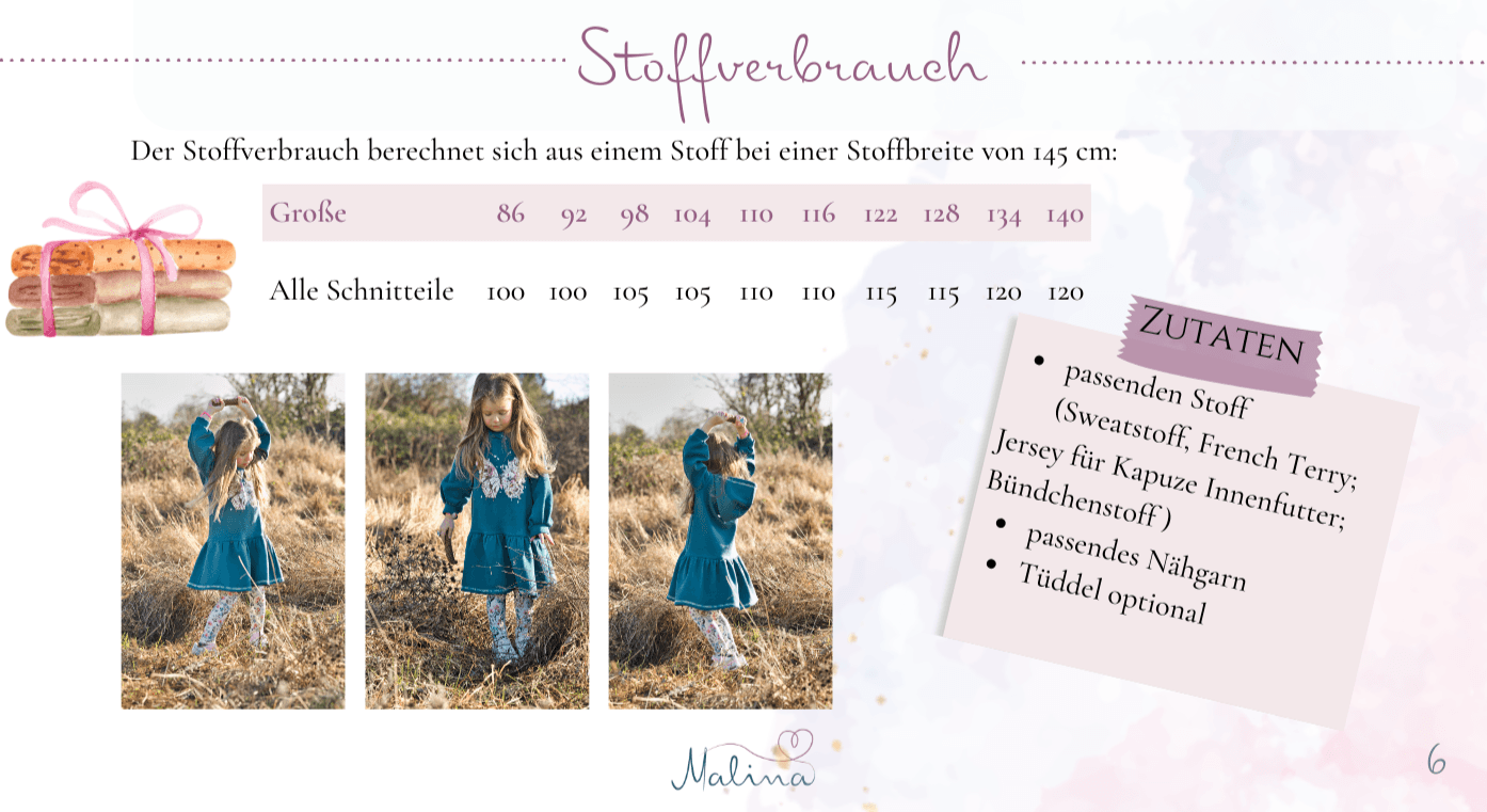 Schnittmuster Sweatkleid Tina Gr. 86-140 - Sewando