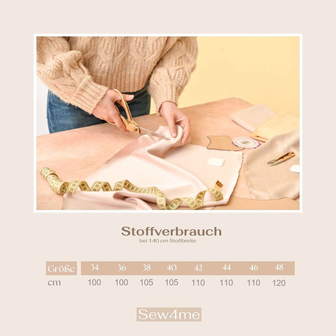 Schnittmuster Bluse JULIA – mit Knopfleiste und 2 Ärmelvarianten | Gr. 34–48 (PDF) - Sewando