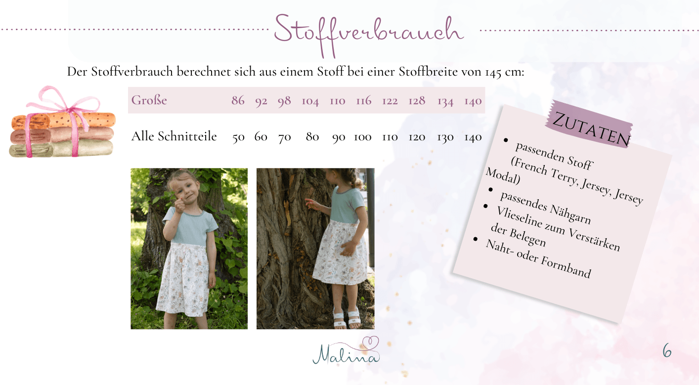 Schnittmuster Kleid Jana MiniMe Gr. 86-140 - Sewando