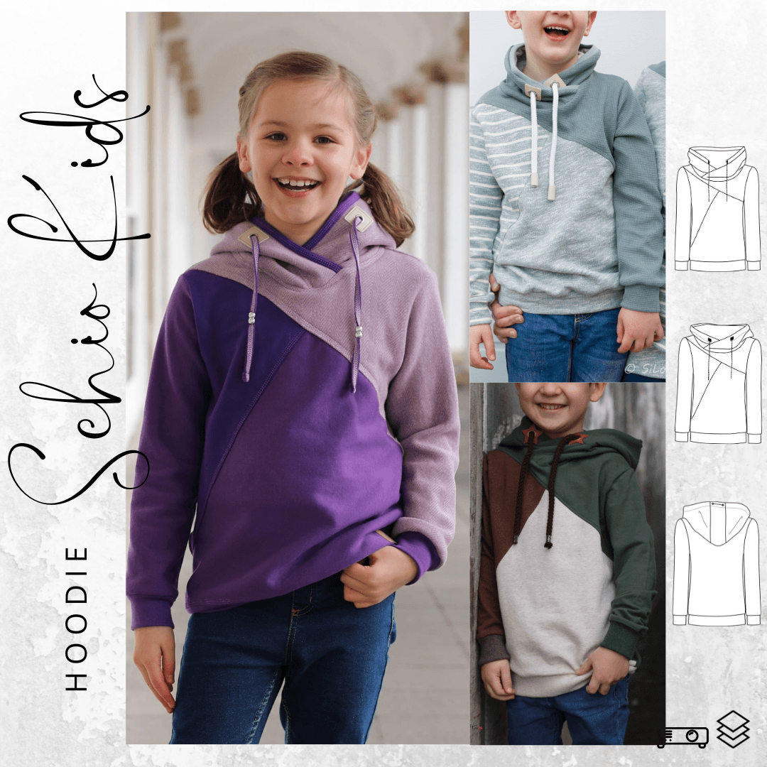 Schnittmuster Hoodie SCHIO KIDS Gr. 74/80 - 146/152 : - Sewando