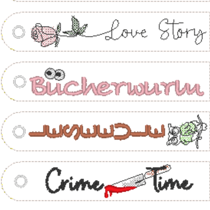Stickdatei - 6 schmale Lesezeichen (25 mm) - Sewando