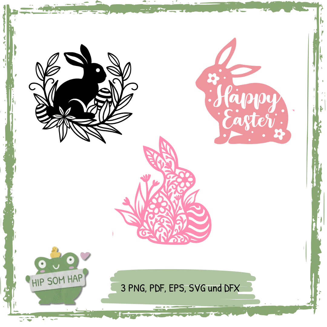 Osterhasen Plotterdateien im Set – ideal für Grußkarten, Deko & Textilien - Sewando
