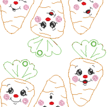 Stickdatei - 6 Karotten mit Gesicht (ITH und Doodle) - Sewando