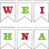 Stickdatei - Mini-Wimpelkette "Frohe Weihnachten"