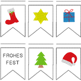 Stickdatei - Mini-Wimpelkette "Frohe Weihnachten"