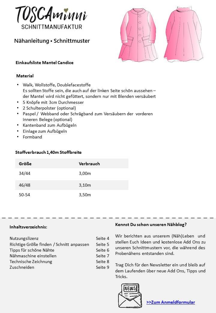 Schnittmuster Damen Mantel Candice Gr. 34-54 - Sewando