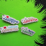Stickdatei Anhänger - Set "Beste/r Lehrer/in" & "Lieblingslehrer/in"