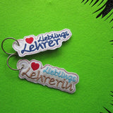 Stickdatei Anhänger - Set "Beste/r Lehrer/in" & "Lieblingslehrer/in"