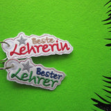 Stickdatei Anhänger - Set "Beste/r Lehrer/in" & "Lieblingslehrer/in"