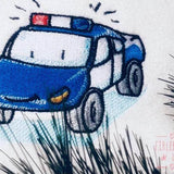 Polizeiauto Stickdatei – niedliches Einsatzfahrzeug für Kinderprojekte - Sewando