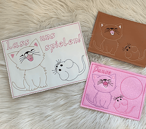 Stickdatei Mug Rug Mauspad Katze und Maus Set 711 - Sewando