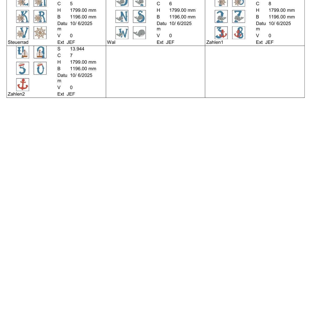 Stickdatei Memory Maritim Set 725 - Sewando