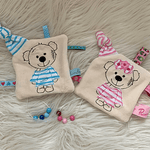 Stickdatei Schnullertuch Girl und Boy Teddy Set 731 - Sewando