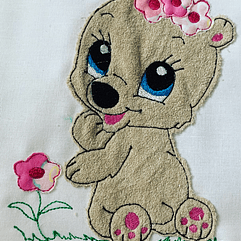 Stickdatei Doodle 1 Girl Teddy Bär Applikation Set 733 - Sewando