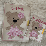 Stickdatei Teddy Ballerina Tänzerin U-Heft Impfpass Set 751 - Sewando