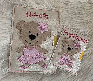 Stickdatei Teddy Ballerina Tänzerin U-Heft Impfpass Set 751 - Sewando