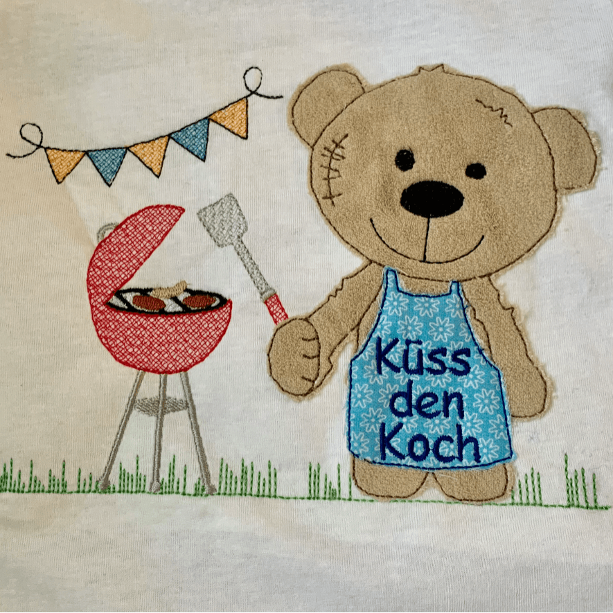 Stickdatei Teddy beim Grillen Set 751 - Sewando
