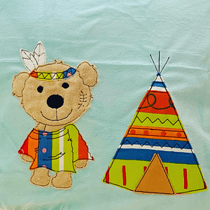 Stickdatei Doodle Teddy Bär Indianer mit Zelt Applikation Set 751 - Sewando