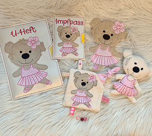 Stickdatei Teddy Ballerina Geschenkset zur Geburt In the Hoop Set 755 - Sewando