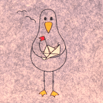 Stickdatei - Möwe mit Papierschiff - Sewando