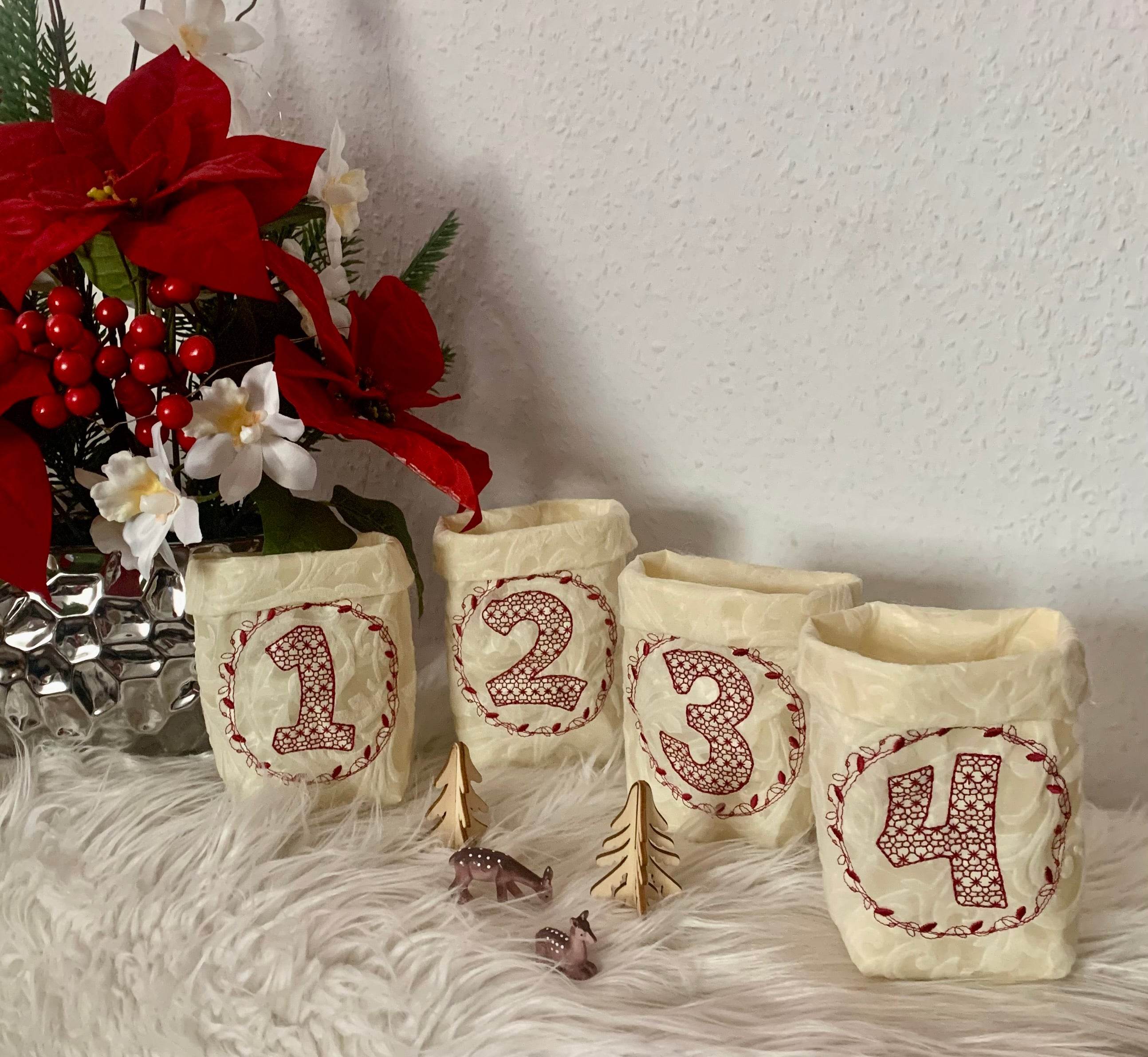 Stickdatei Weihnachten Lichtbeutel Adventszahlen Set 761 - Sewando
