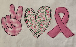 StickdateiKr Love Peace Cancer Doodle Applikation 782 Hand Herz Schleife - Sewando