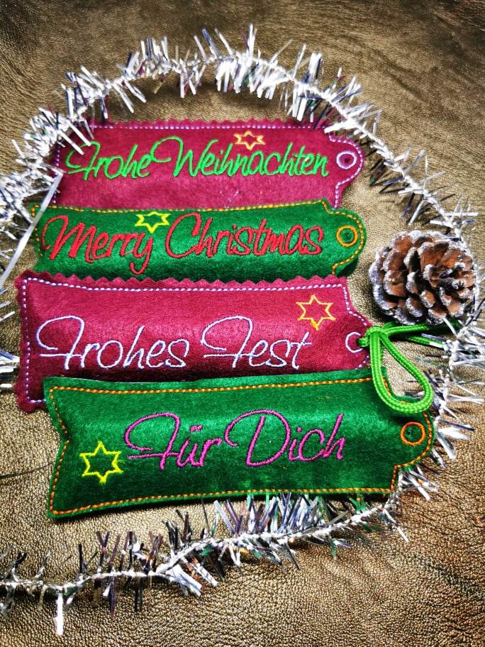 Stickdatei - DANKE / MERCI Verpackung für Weihnachten - Sewando