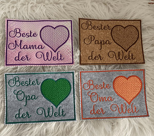 Stickdatei Mug Rug Muttertag Vatertag Valentinstag Geburtstag 792a In the Hoop - Sewando