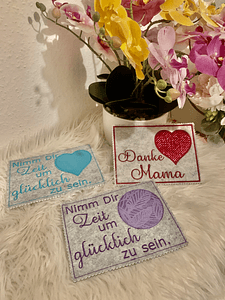 Stickdatei Muttertag Mug Rug, Danke Mama Nimm dir Zeit 792 In the Hoop Maschinenstickerei - Sewando