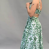 Sommerkleid mit Tunnelzug und Kellerfalten, luftiges Damenkleid mit Taschen, Trägern und gesmoktem Rücken - Sewando