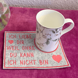 Stickdatei Mug Rug In the Hoop 807 Untersetzer für Tasse Kaffee Tee Liebe - Sewando