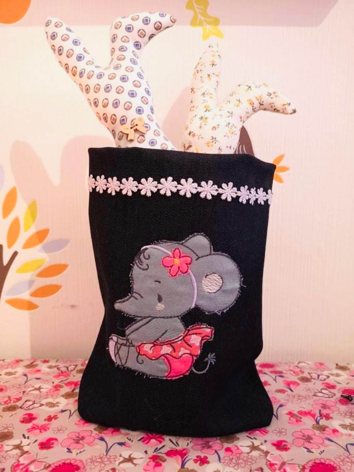 Elefant Applikation Stickdatei, verspieltes Kindermotiv für deine Stickmaschine - Sewando