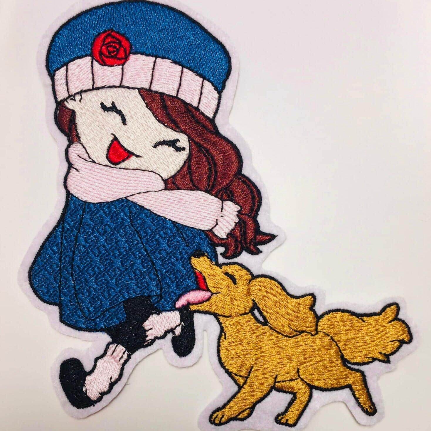 Mädchen Stickdatei – Winterliches Motiv mit Hund und ganz viel Herz - Sewando