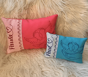 Stickdatei Sternenkind Kissen Babyfüsse mit Flügel und Hände, Set 830 - Sewando