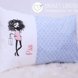 Shopping Mädchen Stickdatei, lässiges City-Doodle mit Lockenmähne für deine Stickmaschine