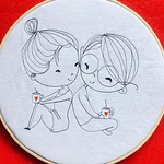Stickdatei Doodle Liebespaar Love Redwork Hochzeit Valentinstag Set 844 - Sewando