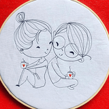 Stickdatei Doodle Liebespaar Love Redwork Hochzeit Valentinstag Set 844 - Sewando