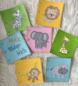 Stickdatei Buch Zoo Tiere Appliaktion Set 852 - Sewando