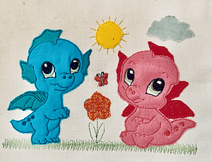 Stickdatei Drache in Love Applikation Set 860 - Sewando