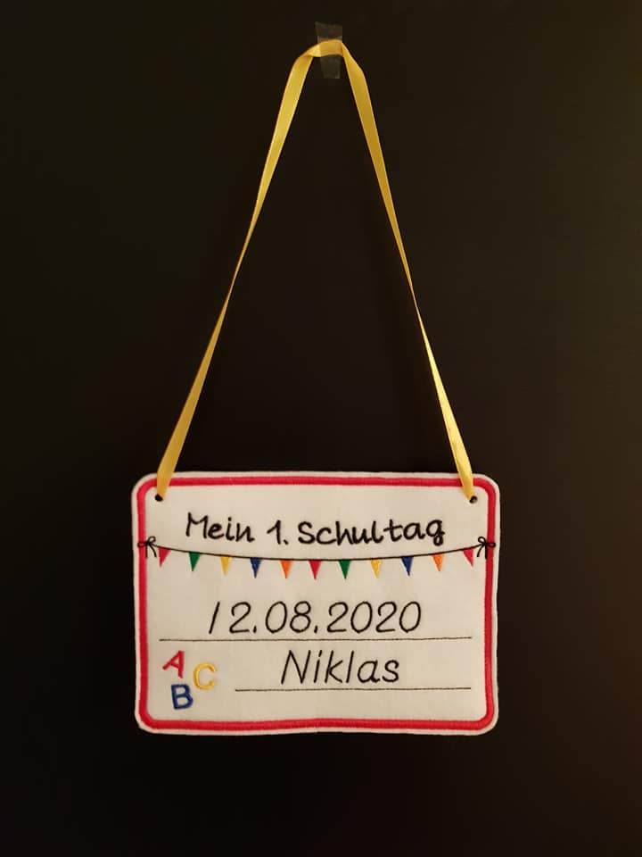 Stickdatei - Schild / Tafel zur Einschulung - Sewando