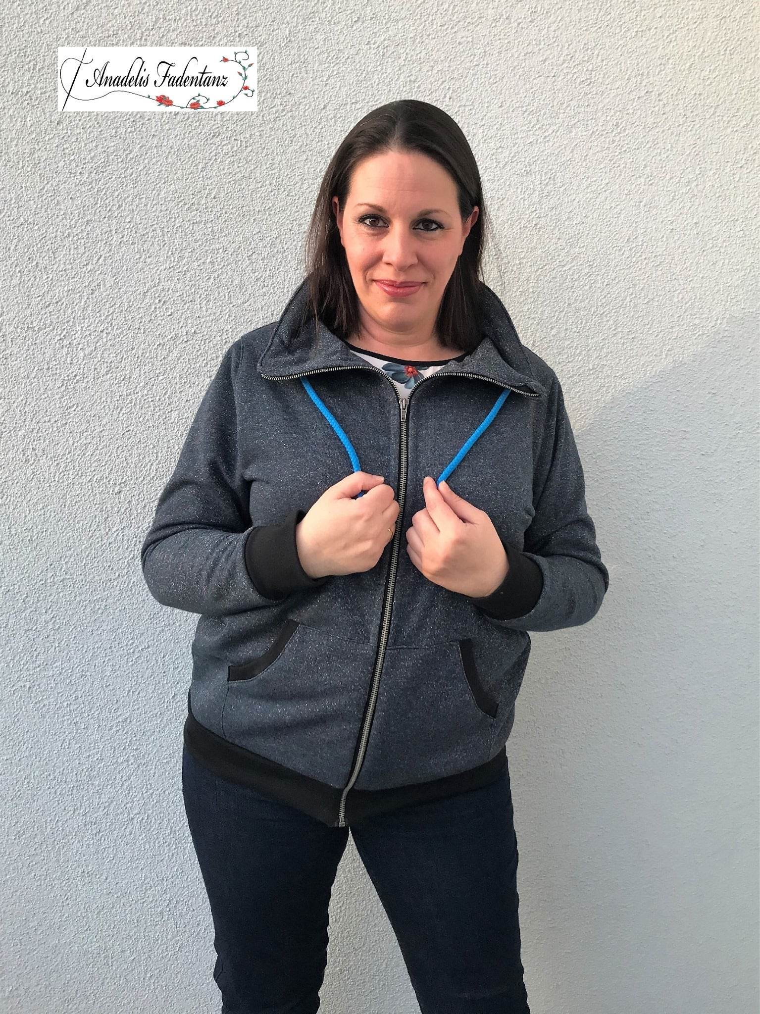 Schnittmuster Sweatjacke Hoodie LUAN Gr. 34-54 : - Sewando