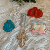 Stickdatei 3D Schlüsselanhänger 3, Anker, Auto, Nähmaschine, Werkzeug Set 879/3 - Sewando