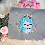Einhorn Stickdatei, zarter Blumen-Charme für deine Stickmaschine - Sewando