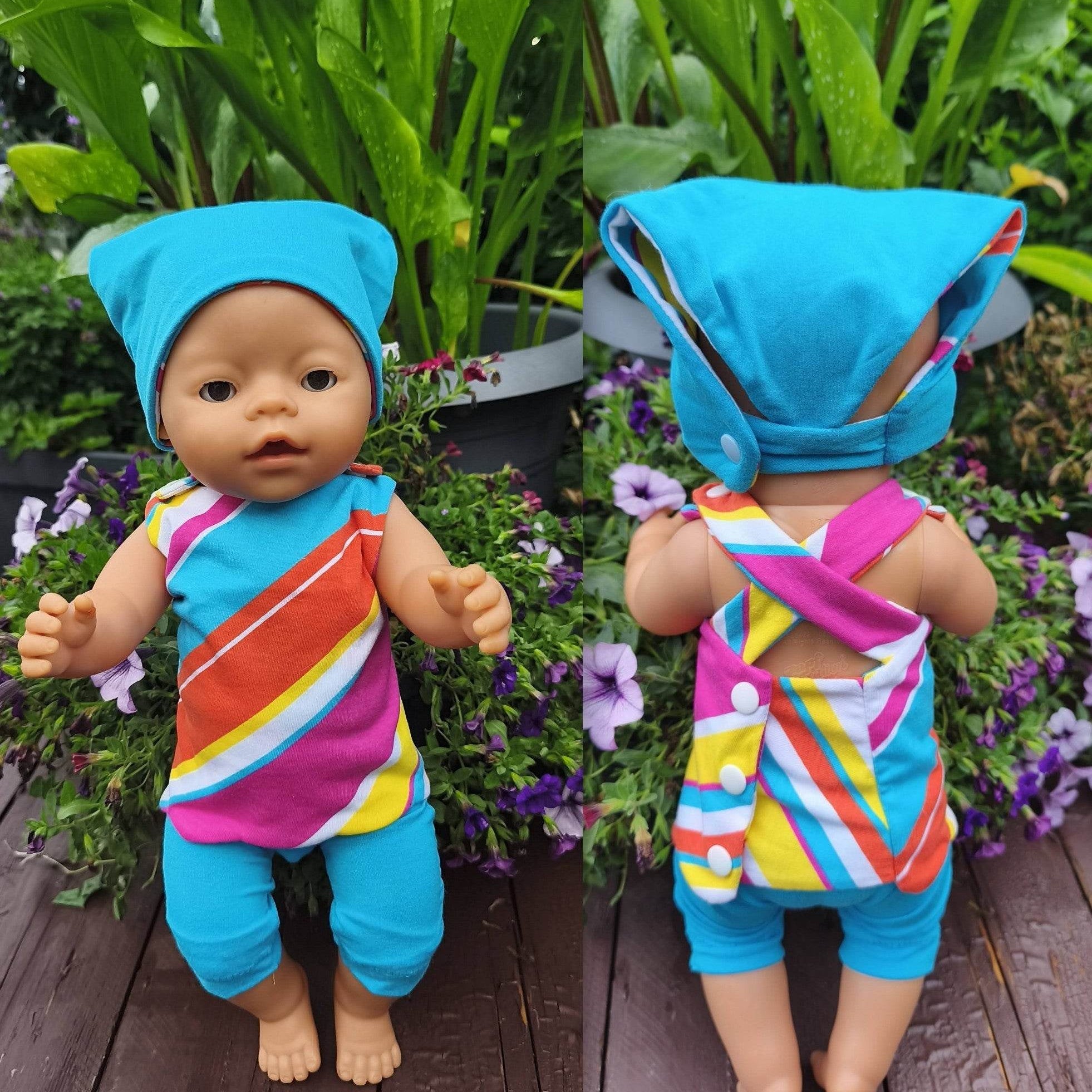 Stickdatei Puppenkleidung für Baby Puppe ca. 43cm Sommer Set 2553 - Sewando