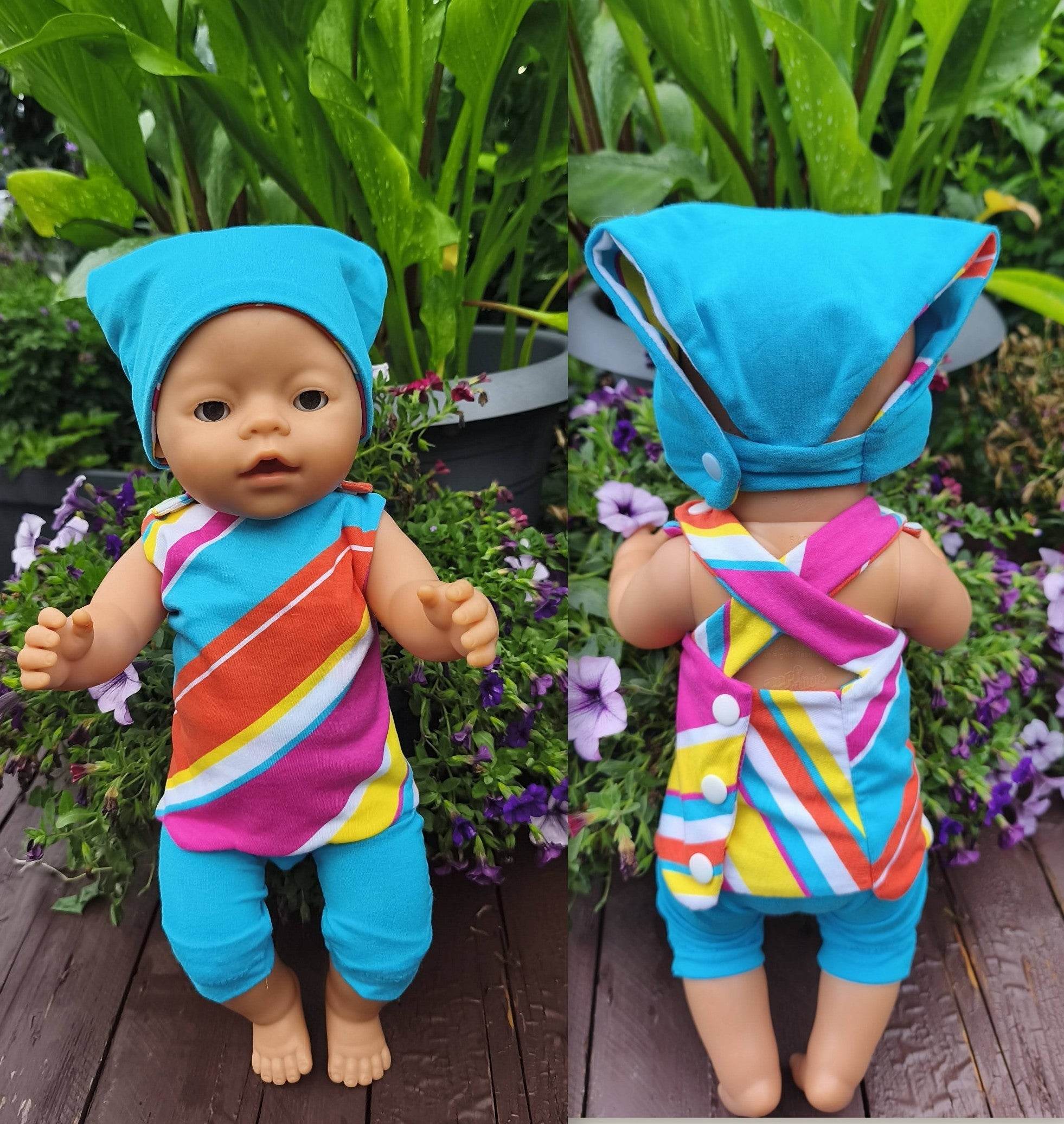 Stickdatei Puppenkleidung für Baby Puppe ca. 43cm Sommer Set 2553 - Sewando