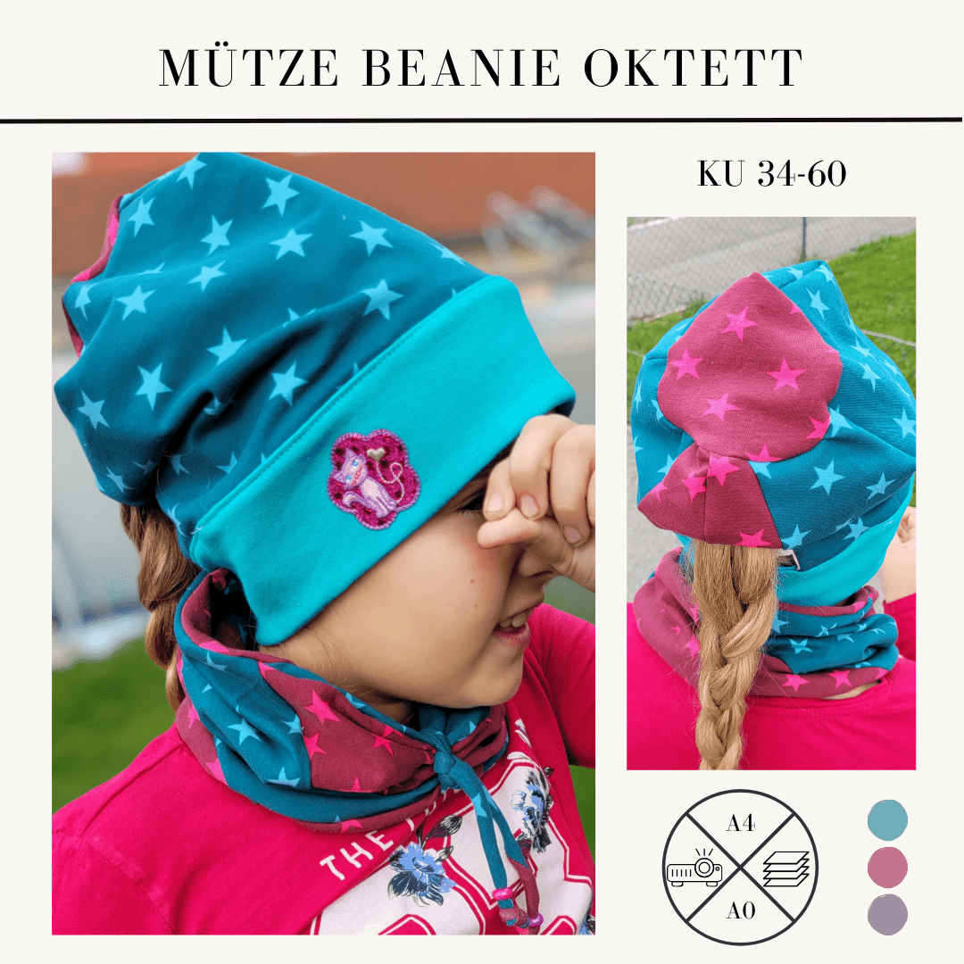 Schnittmuster Pferdeschwanzmütze Mütze und Beanie Oktett für Erwachsene und Kinder - Sewando