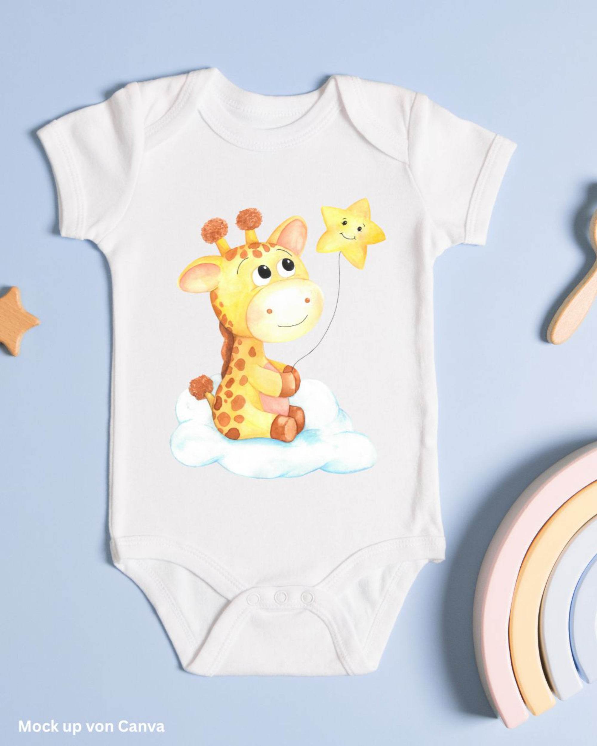 Bügelbild Giraffe mit Stern auf Wolke - Sewando