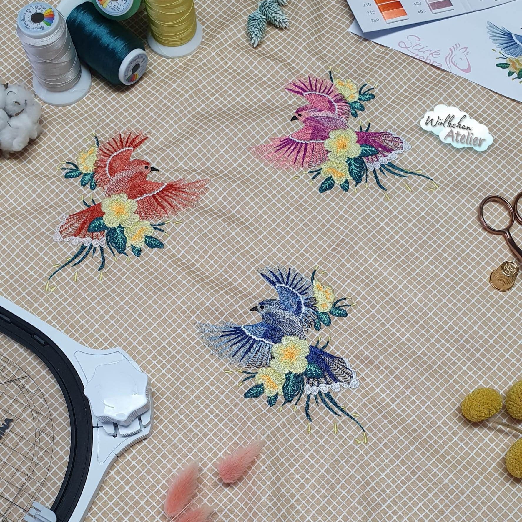 Vogel Stickdatei – elegantes Motiv für Naturfans & kreative Dekoideen - Sewando