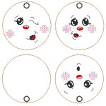 Stickdatei - 6 Kekse / Lebkuchen mit Gesicht (ITH und Doodle) - Sewando