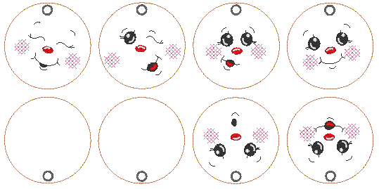 Stickdatei - 6 Kekse / Lebkuchen mit Gesicht (ITH und Doodle) - Sewando